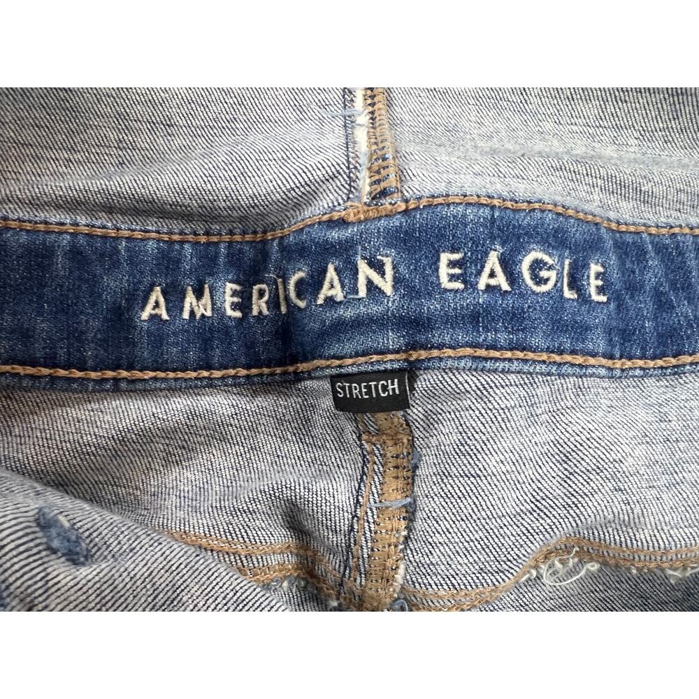American Eagle Stretch Flare Overalls Raw Hem Adjustable Straps Size 2 Regular - Picture 11 of 14